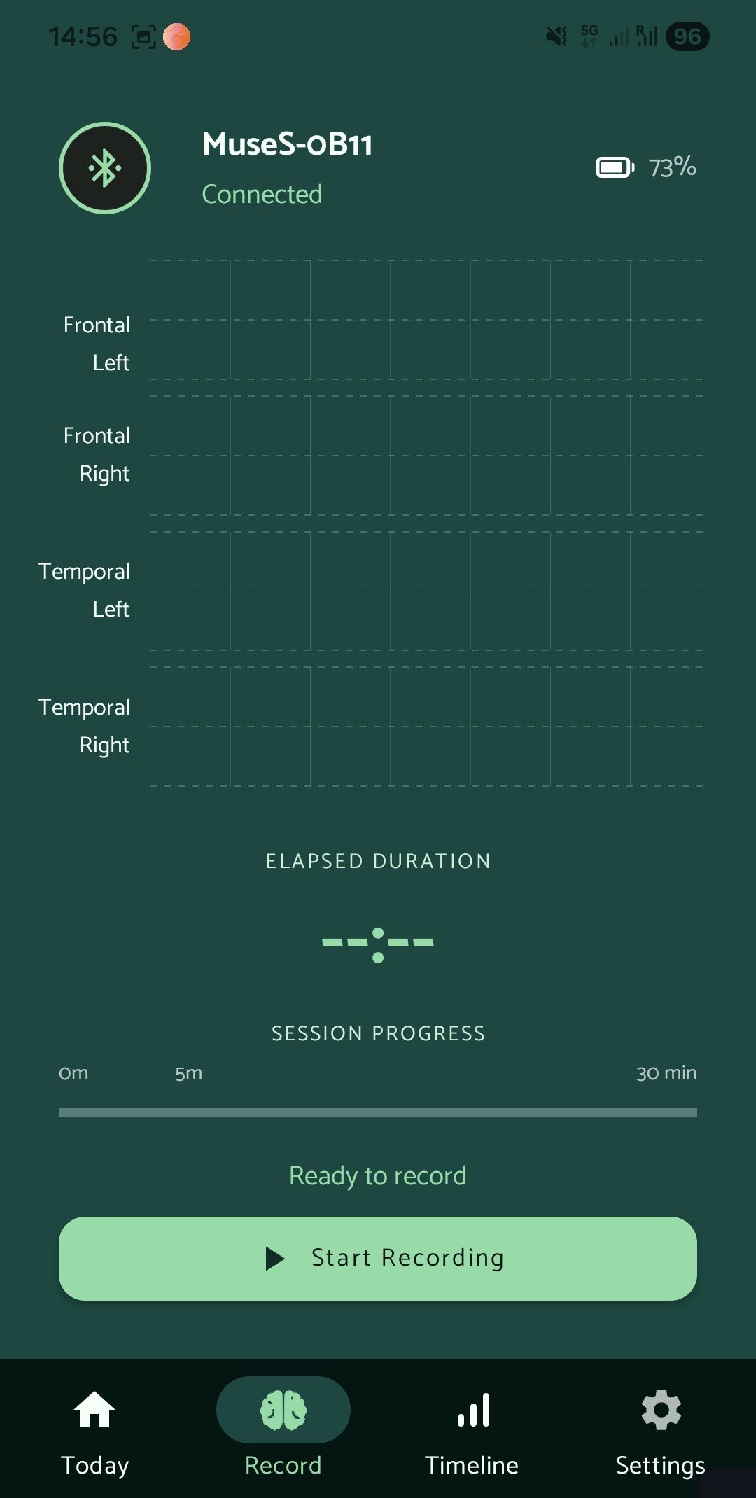 NeuroJournal app once the headset is connected and ready to record